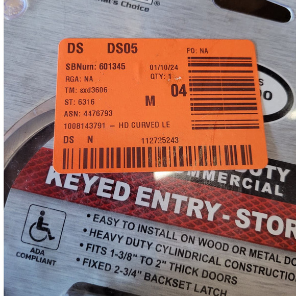 Commercial Keyed Curved Lever Cylindrical UL 3Hr Fire ANSI Grd 2, Satin Chrome - Picture 12 of 12